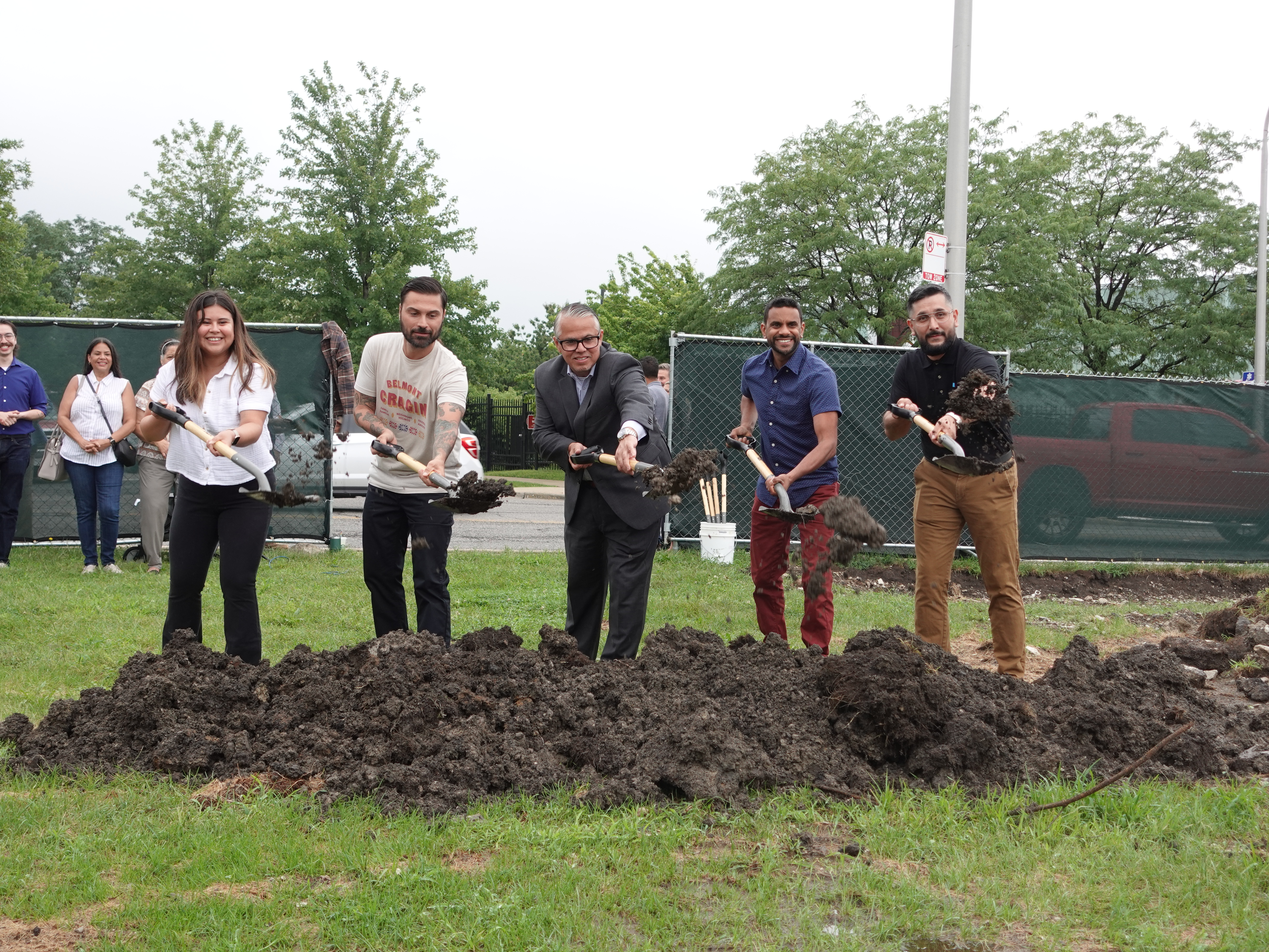 City officials participate in a ceremonial groundbreaking